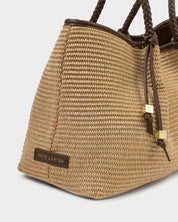 Katie Loxton | Nova Raffia Small Shoulder Tote - Raffia & Chocolate