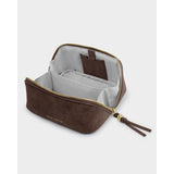 Katie Loxton | Fold Out Mirror Make up Bag - Chocolate Suedette