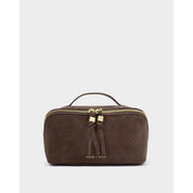 Katie Loxton | Soho medium Make Up / Wash Bag - Chocolate Suedette