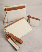 Katie Loxton | Travel Duo Pouch - Canvas & Cognac