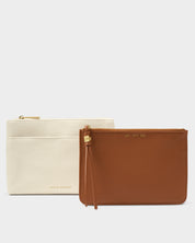 Katie Loxton | Travel Duo Pouch - Canvas & Cognac