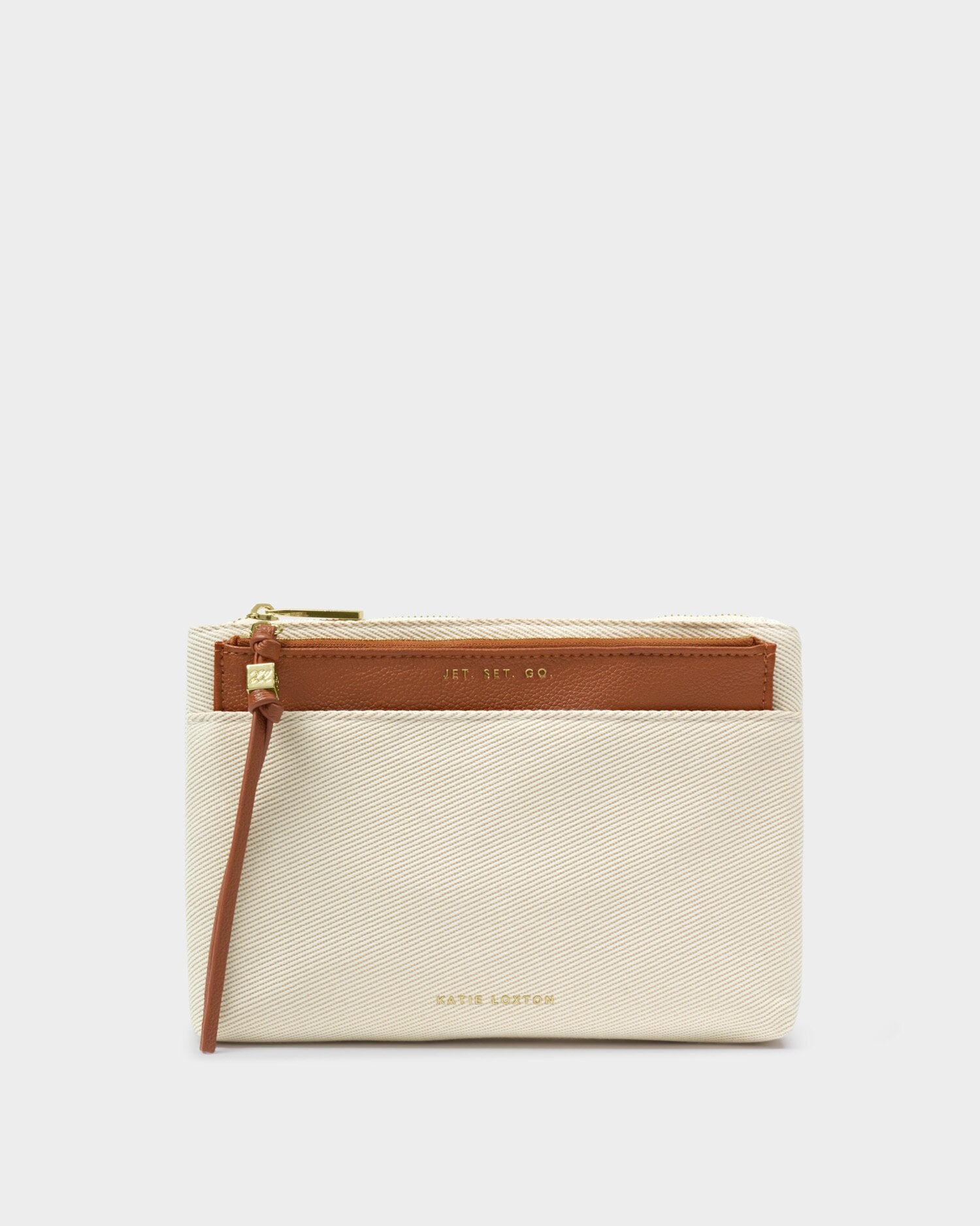 Katie Loxton | Travel Duo Pouch - Canvas & Cognac