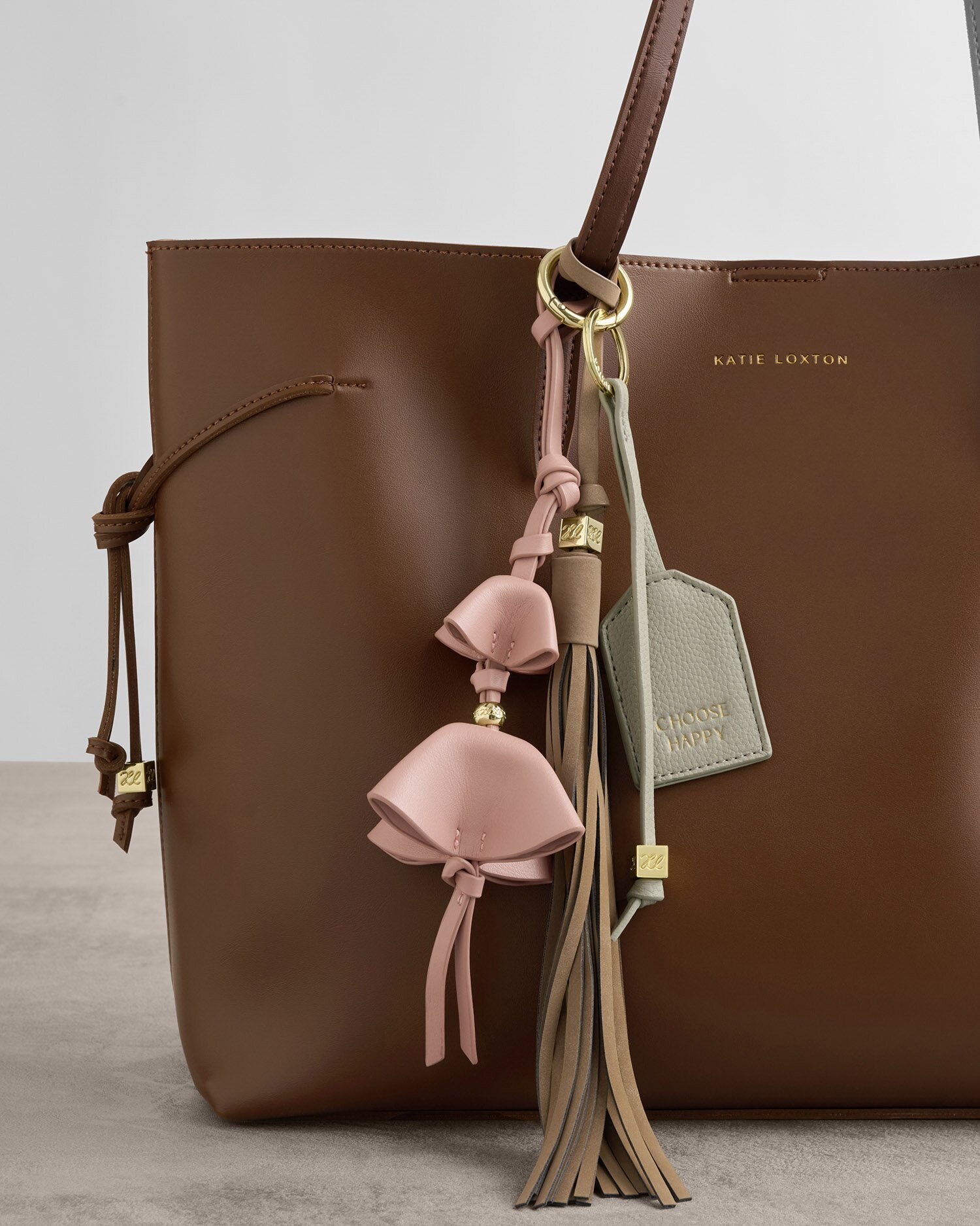 Katie Loxton | Oversized Tassel bag Charm - Taupe Suedette