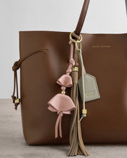 Katie Loxton | Oversized Tassel bag Charm - Taupe Suedette