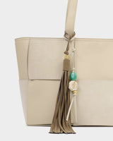 Katie Loxton | Oversized Tassel bag Charm - Taupe Suedette