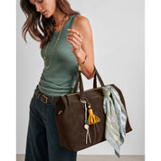 Katie Loxton | Tassel Bag Charm - Bitter Chocolate & Yellow