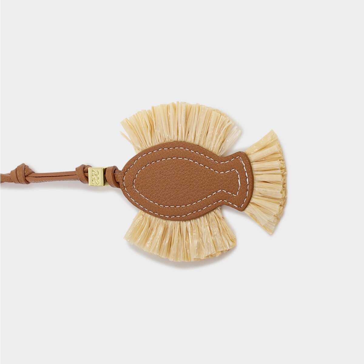 Katie Loxton | Raffia Fish Bag Charm  - Cognac & Raffia