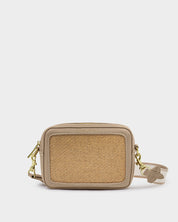 Katie Loxton | Avery Raffia Small Crossbody bag - Natural Raffia & Taupe