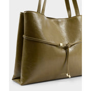 Katie Loxton | Lori Suedette Tote Bag - Deep Olive Patent