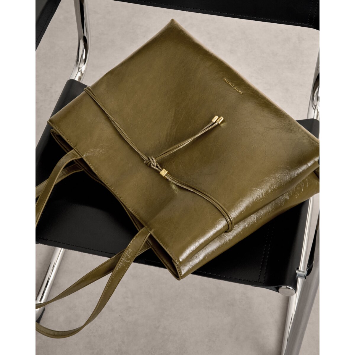 Katie Loxton | Lori Suedette Tote Bag - Deep Olive Patent