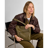 Katie Loxton | Lori Suedette Tote Bag - Deep Olive Patent