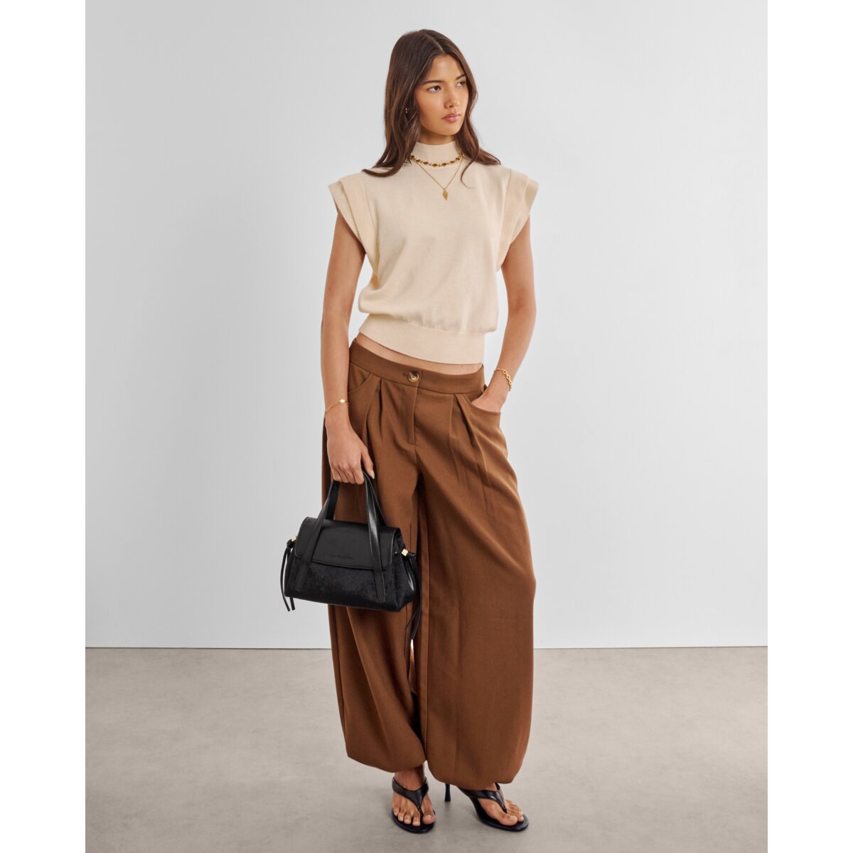 Katie Loxton | Alyssa Top Handle Bag - Black Faux Pony