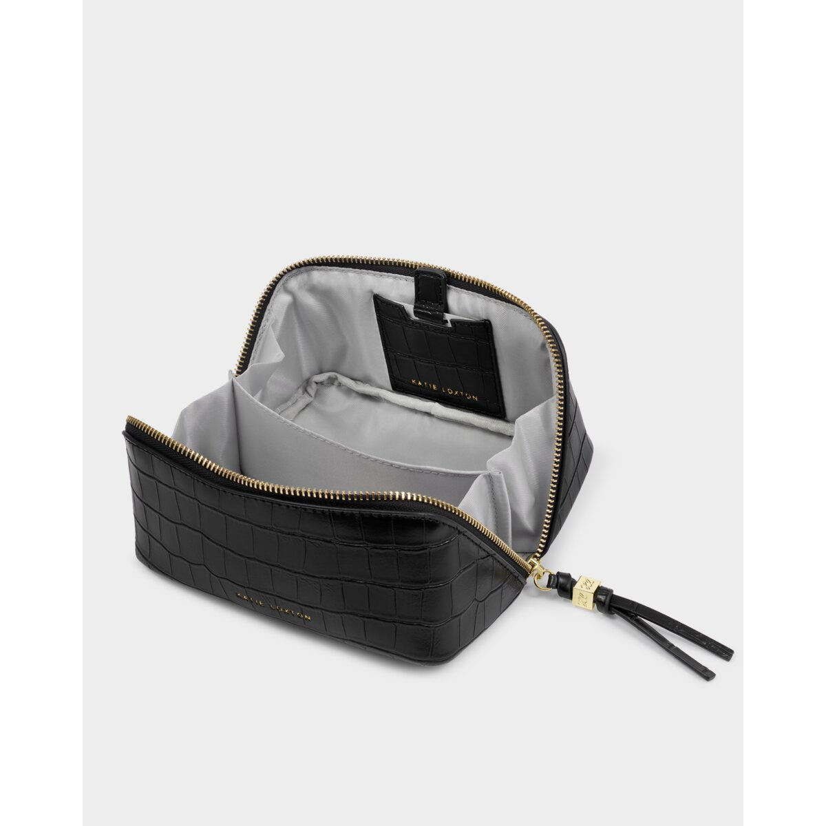 Katie Loxton | Fold Out Mirror Make up Bag - Black Croc