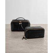 Katie Loxton | Fold Out Mirror Make up Bag - Black Croc