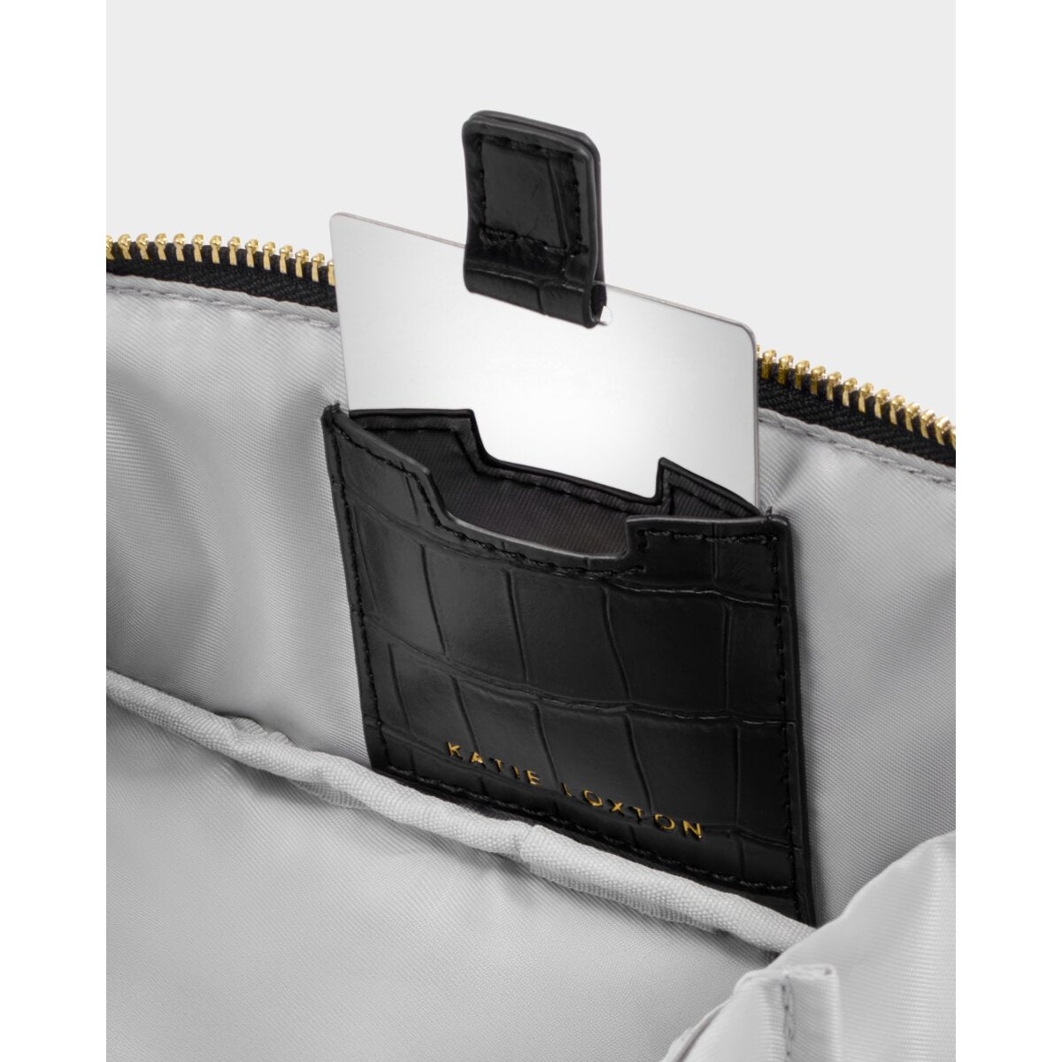 Katie Loxton | Fold Out Mirror Make up Bag - Black Croc