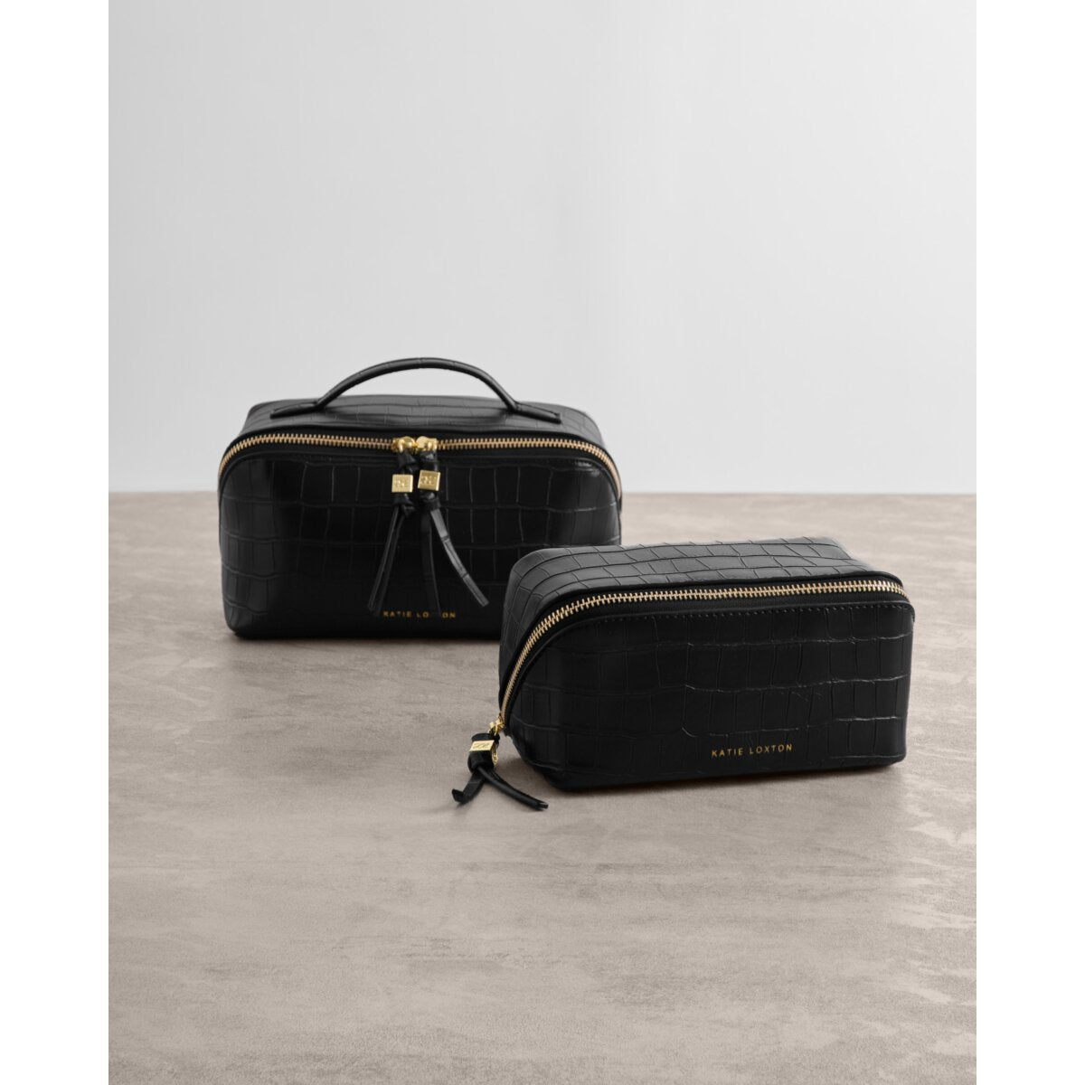 Katie Loxton | Soho Medium Make up Bag - Black Croc