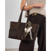 Katie Loxton | Taya Woven Tote Bag - Bitter Chocolate Patent