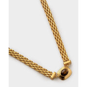 Katie Loxton | Tiger's Eye Gold Button Necklace