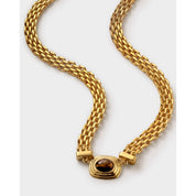 Katie Loxton | Tiger's Eye Gold Button Necklace