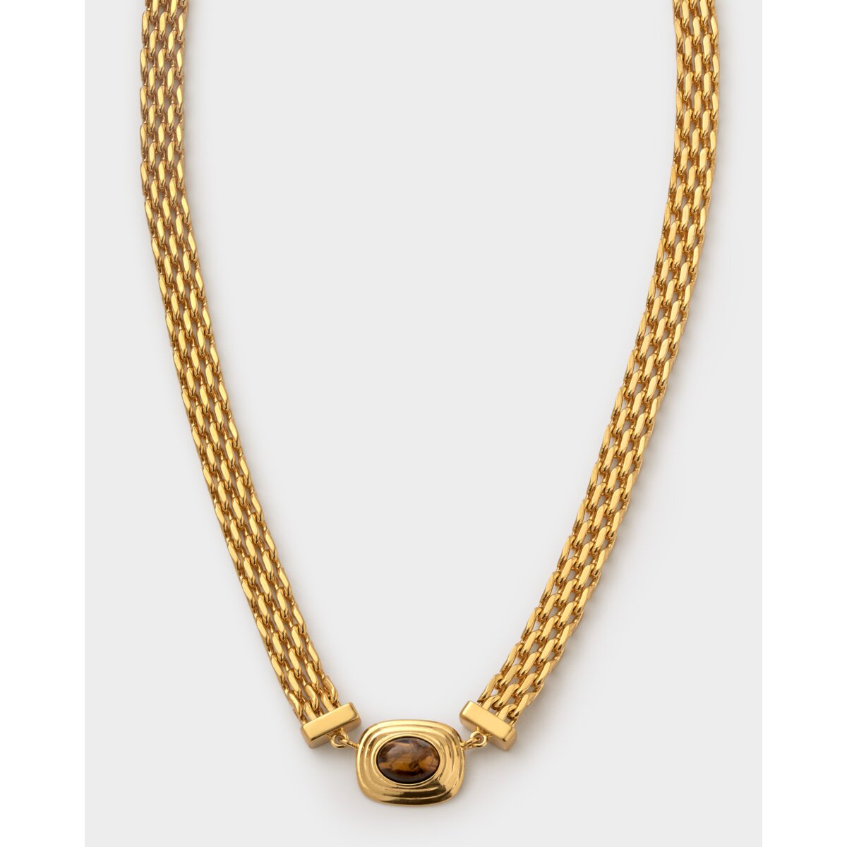 Katie Loxton | Tiger's Eye Gold Button Necklace