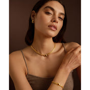 Katie Loxton | Tiger's Eye Gold Button Bracelet