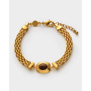 Katie Loxton | Tiger's Eye Gold Button Bracelet