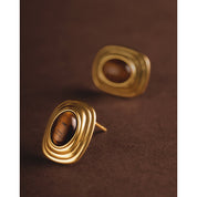 Katie Loxton | Tiger's Eye Gold Button Stud Earrings