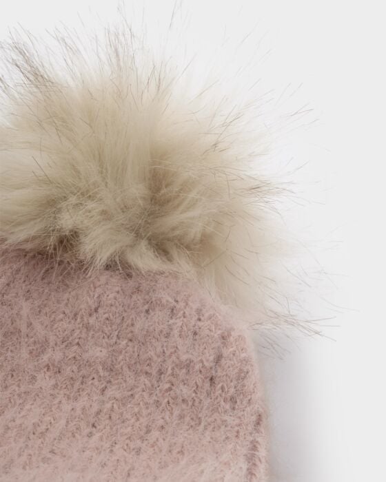 Katie Loxton | Knitted pom pom hat - Dusty Pink