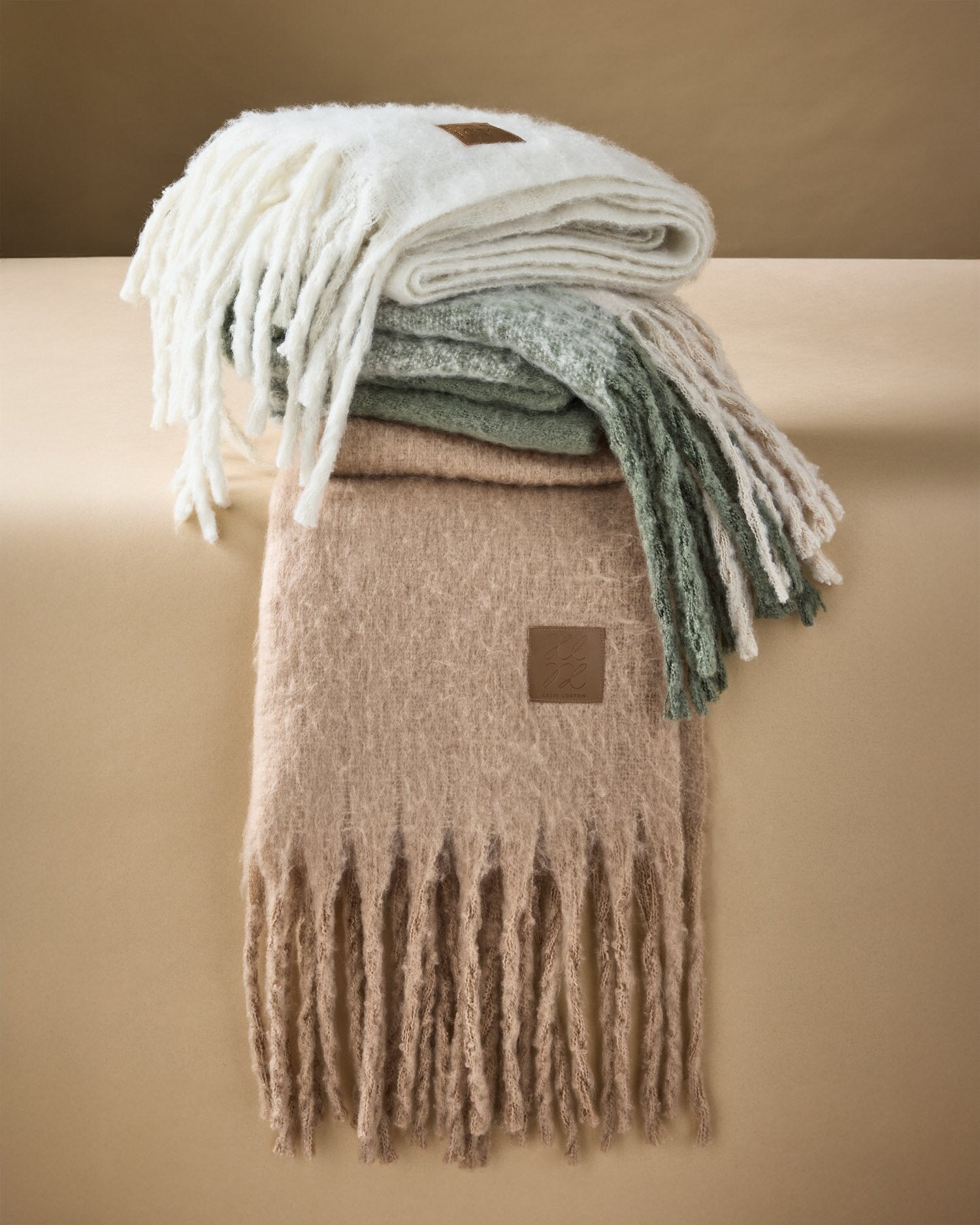 Katie Loxton | Recycled Tassel Scarf - Blush Taupe