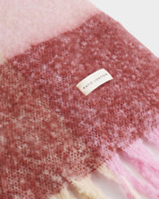 Katie Loxton | Recycled Checked Tassel Scarf - Pink / Burgundy / Cream