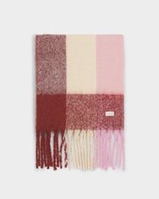 Katie Loxton | Recycled Checked Tassel Scarf - Pink / Burgundy / Cream