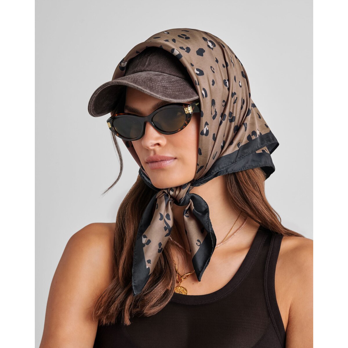 Katie Loxton | Satin Multiway Scarf - Classic leopard