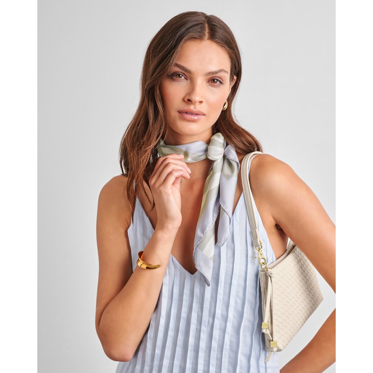 Katie Loxton | Satin Multiway Scarf - Sage & Pastel Blue