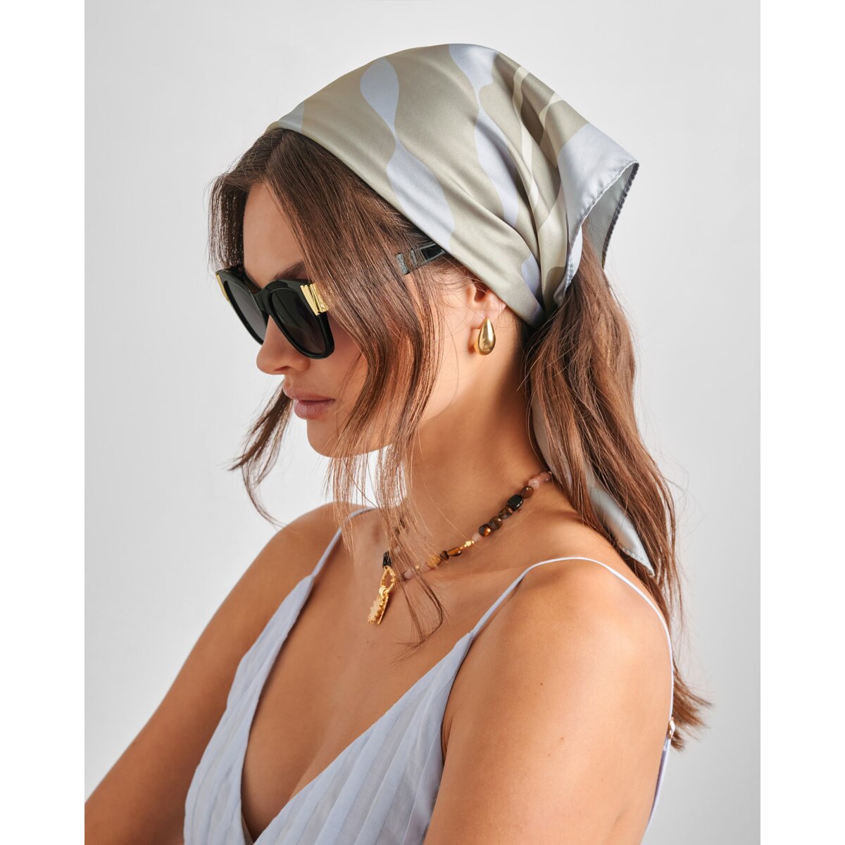 Katie Loxton | Satin Multiway Scarf - Sage & Pastel Blue