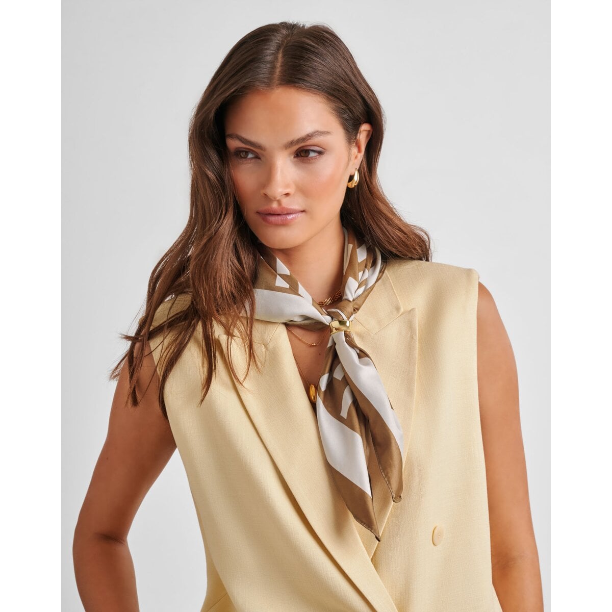 Katie Loxton | Satin Multiway Scarf - Caramel & Off White