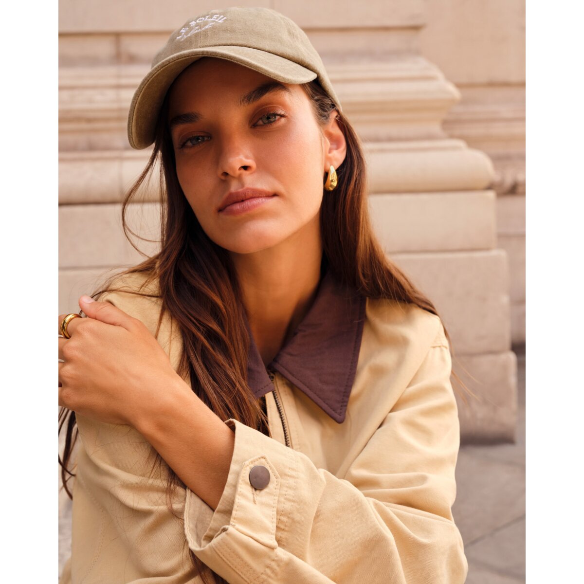 Katie Loxton | Le Soleil Embroidered Cap - Taupe