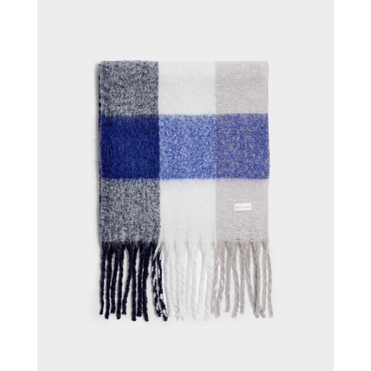 Katie Loxton | Checked Tassel Scarf - Blue / Grey