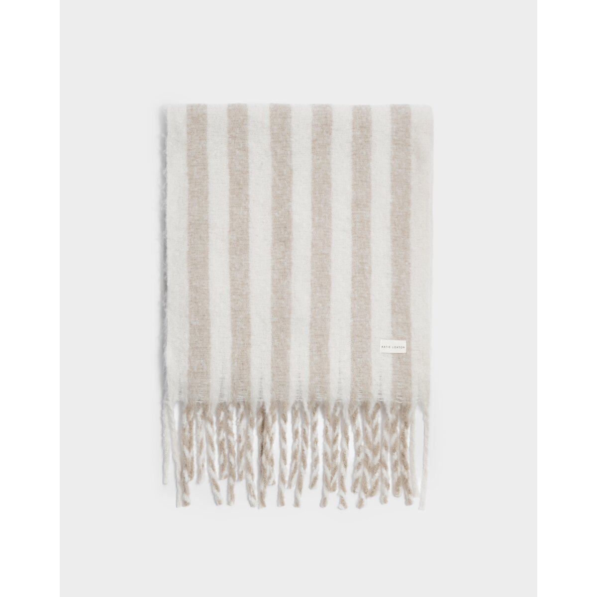 Katie Loxton | Striped Tassel Scarf - Off White / Sand