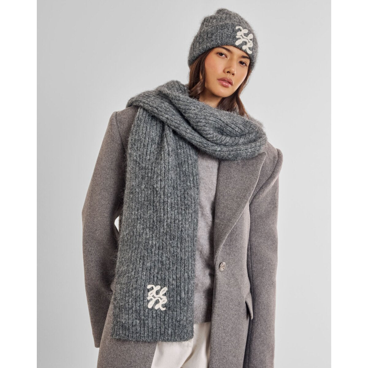 Katie Loxton | Logo Applique Scarf - Charcoal