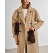 Katie Loxton | Faux Fur Mittens with Cord - Chocolate