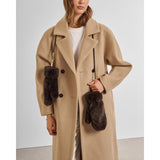 Katie Loxton | Faux Fur Mittens with Cord - Chocolate
