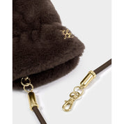 Katie Loxton | Faux Fur Mittens with Cord - Chocolate