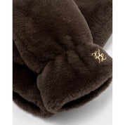 Katie Loxton | Faux Fur Mittens with Cord - Chocolate