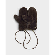 Katie Loxton | Faux Fur Mittens with Cord - Chocolate