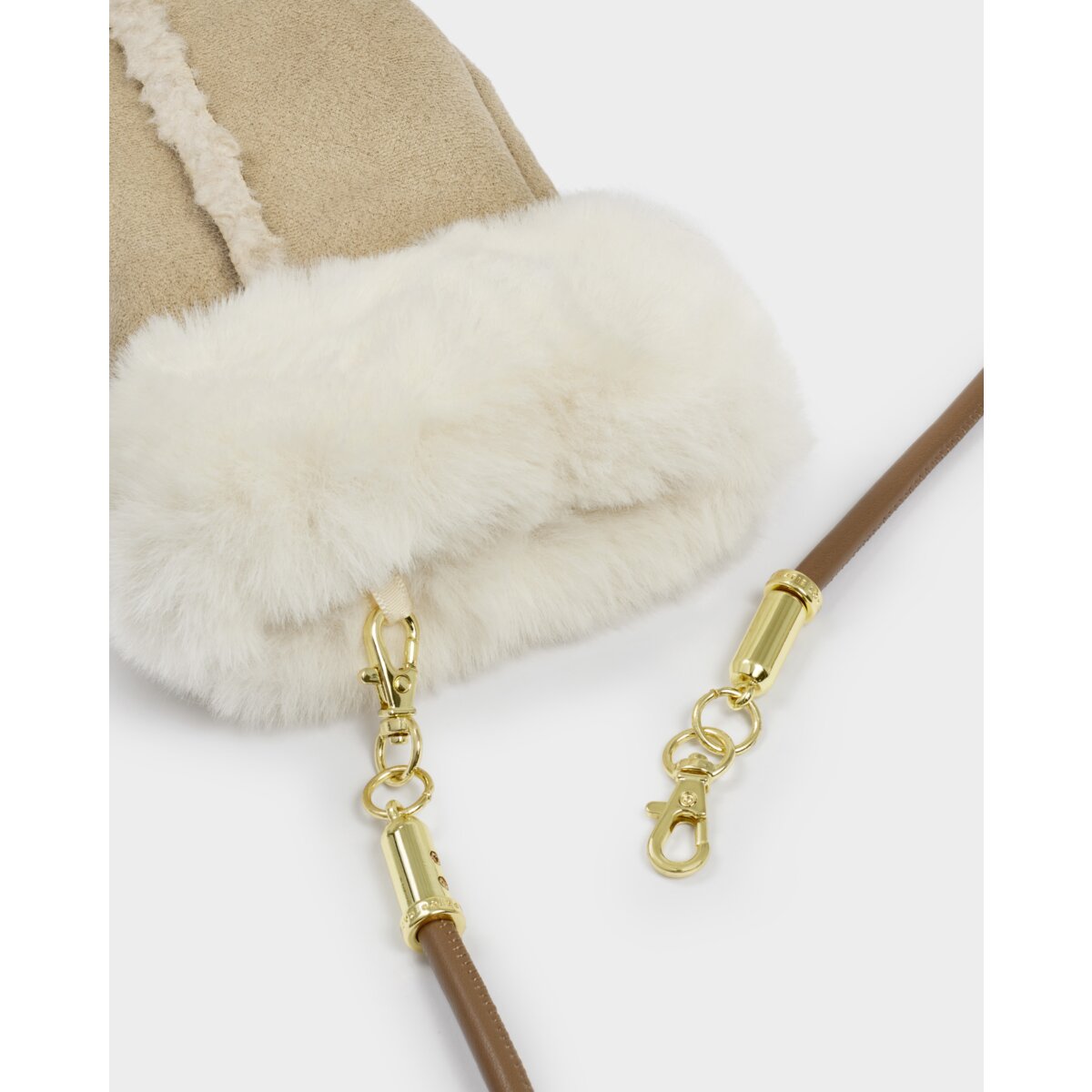 Katie Loxton | Faux Suede Mittens - Taupe & Cream