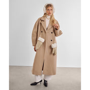 Katie Loxton | Faux Suede Mittens - Taupe & Cream