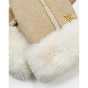 Katie Loxton | Faux Suede Mittens - Taupe & Cream