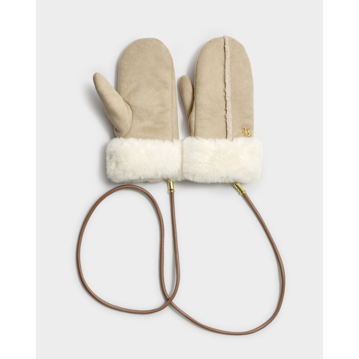 Katie Loxton | Faux Suede Mittens - Taupe & Cream