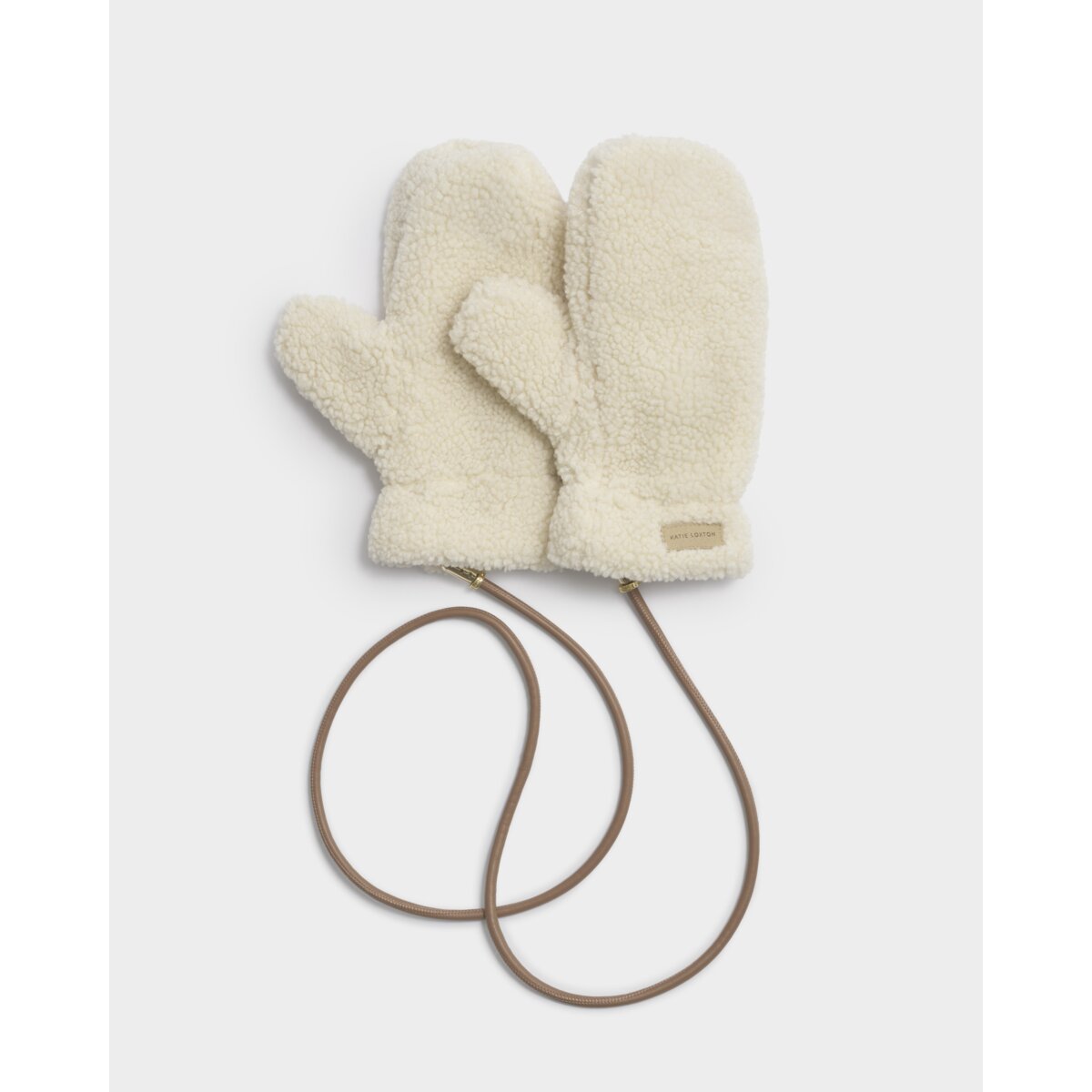 Katie Loxton | Teddy Mittens with Cord - Cream