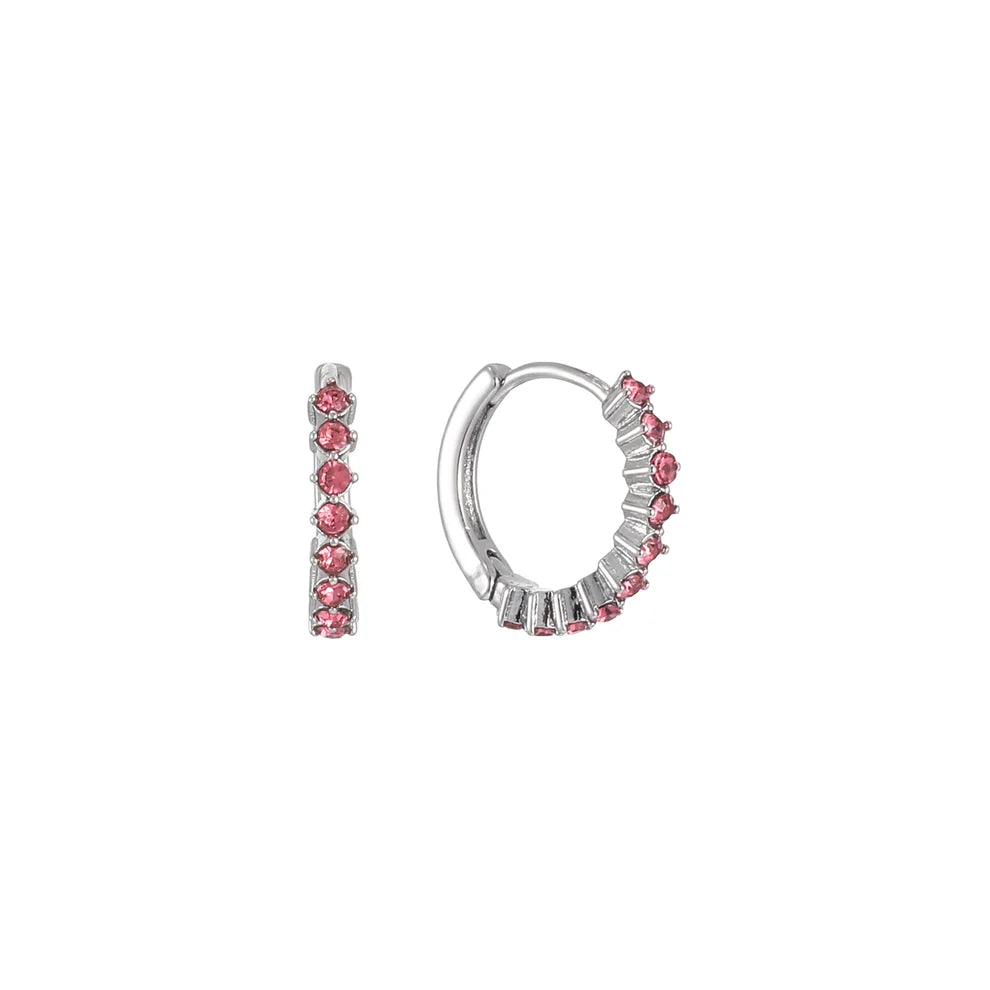 Bijoux De Mimi | Mimi Silver Pink Huggie Earrings